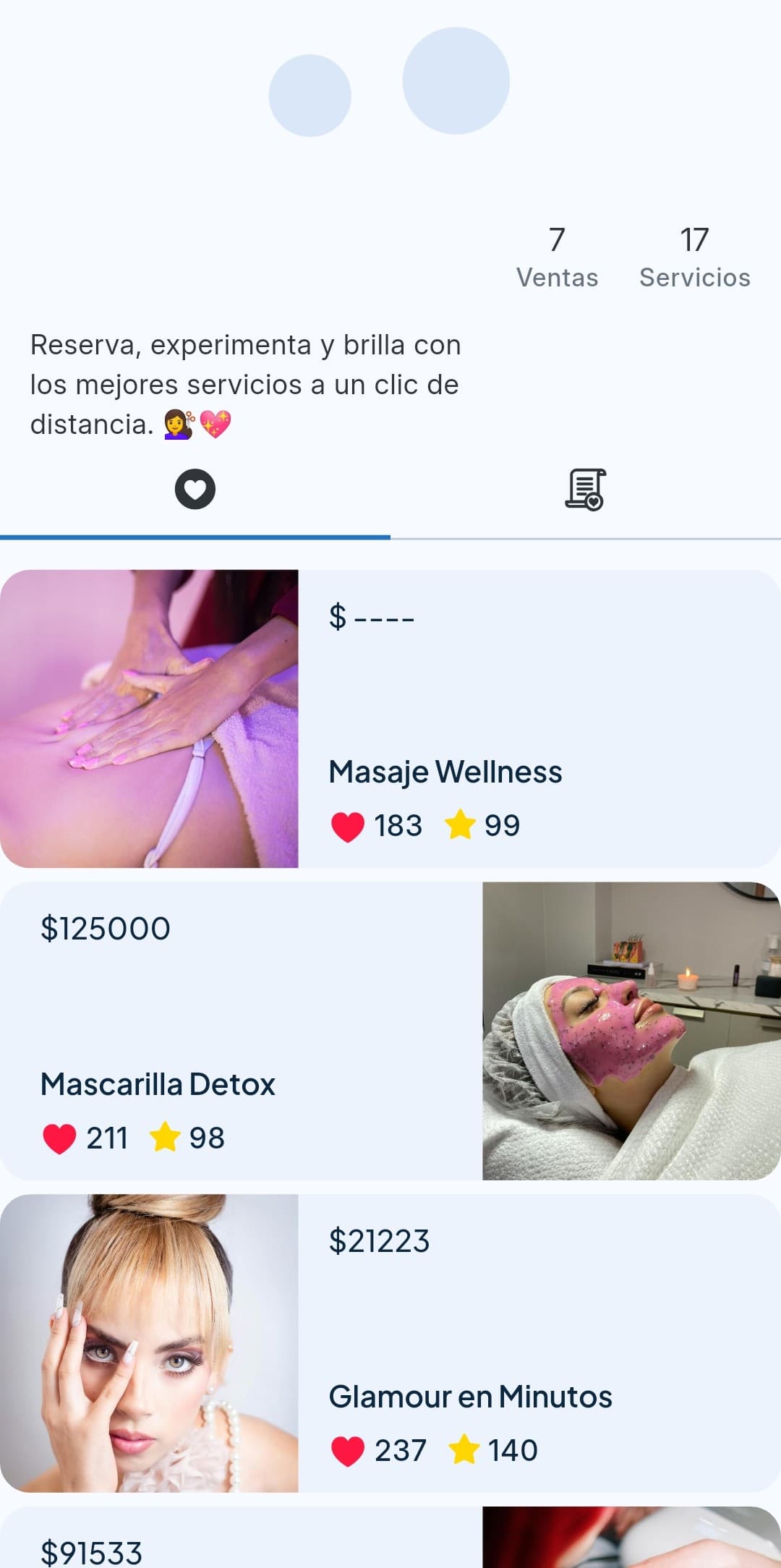 Tienda de servicios de belleza configurada en Bondyweave